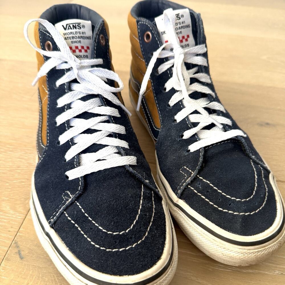 VANS Sk8-Hi Andrew Reynolds Men's Sz 8 Navy Blue Golden Brown High Top Shoes